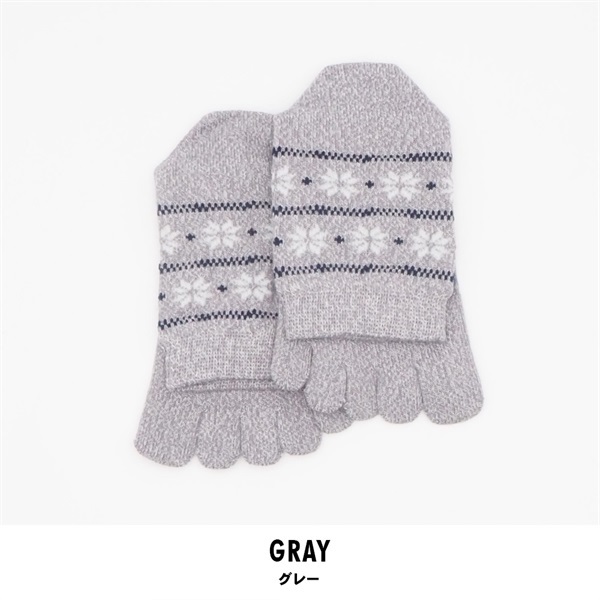 レディース 5本指 ソックス 2足組(グレー-22-24)