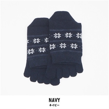 レディース 5本指 ソックス 2足組(ネイビー-22-24)