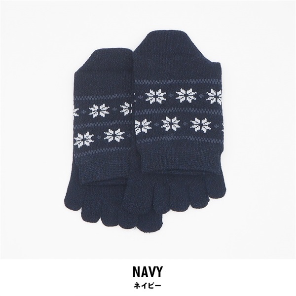 レディース 5本指 ソックス 2足組(ネイビー-22-24)