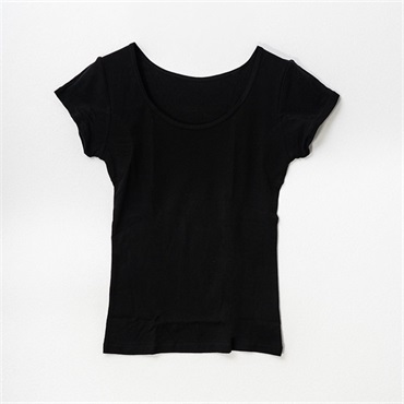 パレコレ 接触冷感綿100%汗取り付きフレンチ袖【パレ冷COOL】(ブラック-S)