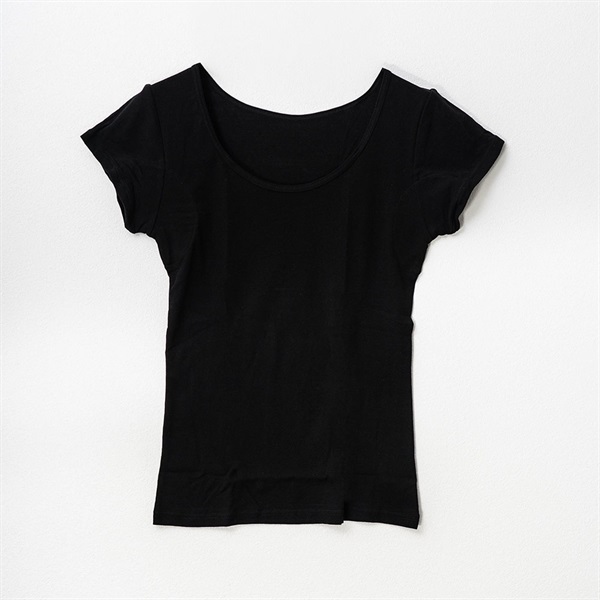 パレコレ 接触冷感綿100%汗取り付きフレンチ袖【パレ冷COOL】(ブラック-S)