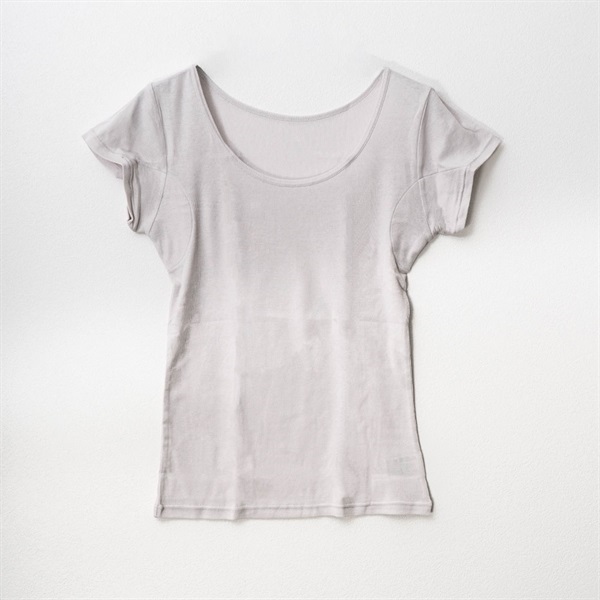 パレコレ 接触冷感綿100%汗取り付きフレンチ袖【パレ冷COOL】(グレー-S)