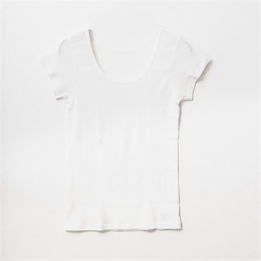 パレコレ 接触冷感綿100%脇縫い目なしフレンチ袖【パレ冷COOL】(ホワイト-S)