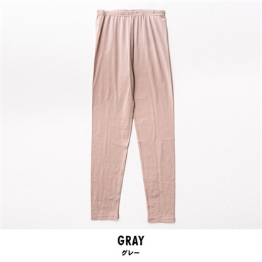 暖らん家族 レディース裏ピーチ起毛エステルベア天長袖レギンス(グレー-M)