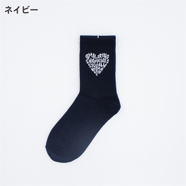 ラブトキシック  総柄クルーソックス　20-25cm(ネイビー)