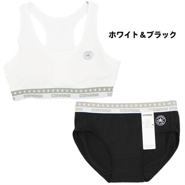 コンバース スポーツブラ ショーツセット(ホワイト＆ブラック-M)