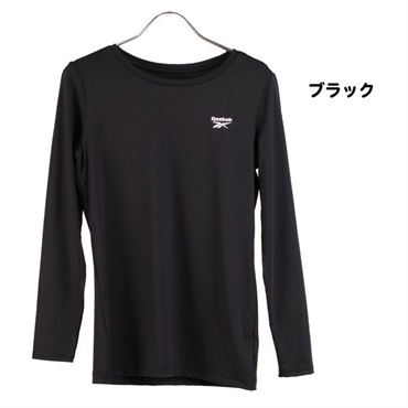 リーボック スポーツインナー ロングTシャツ(ブラック-M)
