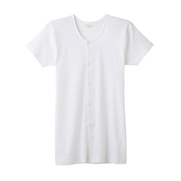 グンゼ 快適工房 半袖前あき ボタン付きシャツ 綿100％(ホワイト-M)
