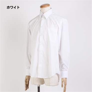 ワイシャツ メンズ 長袖 カッターシャツ 形態安定加工(ホワイト-M)